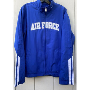 Nike AIR FORCE Blue & White Full Zip Windbreaker Jacket Men's L - RARE - VTG 90s